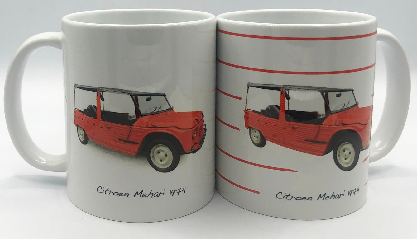 Citroen Mehari 1974 - 11oz Ceramic Mug - Plain or Stripe Design - French Fun Car