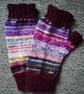 Fingerless Gloves - Hand Knitted - Multicoloured Purple - Image 3