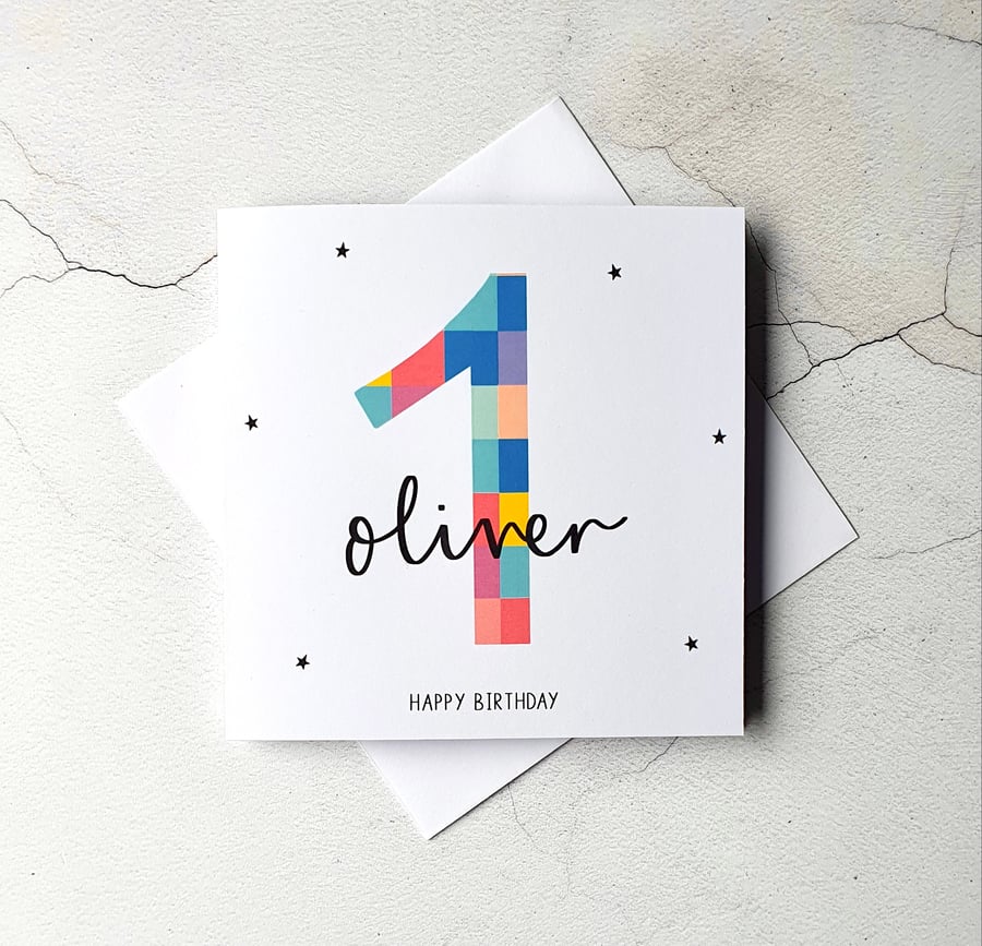 Personalised 1st Birthday Card, Girls Age Card, Boys Birthday Card