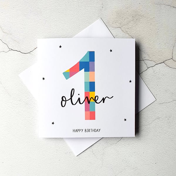Personalised 1st Birthday Card, Girls Age Card, Boys Birthday Card