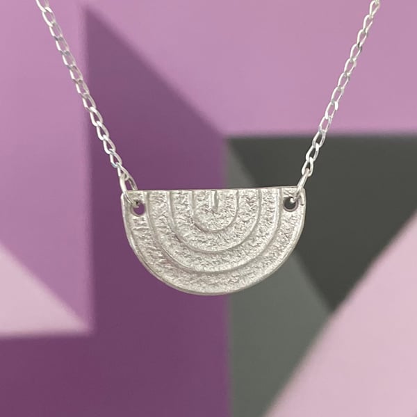 Silver rainbow necklace (small) handmade 999 fine silver semicircle arch pendant