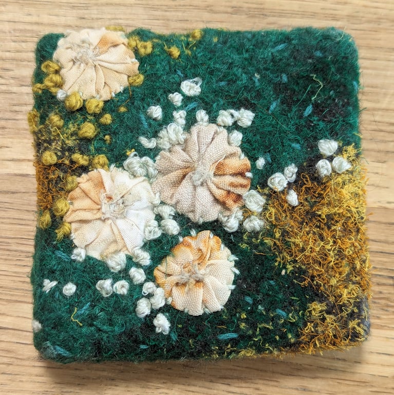 Square Woodland Walks Textile Mini Art Moss Green - UNFRAMED