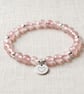 Strawberry Quartz Bracelet Personalised with Initial, Natural Healing Crystal Br - Image 1