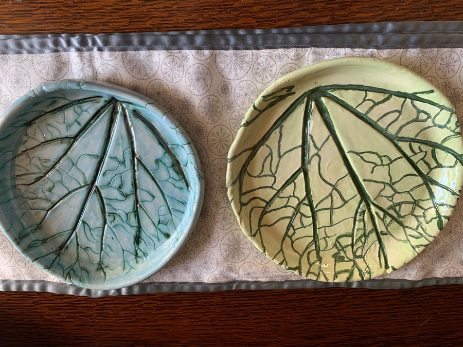 Rhubarb Leaf Printed Plates 