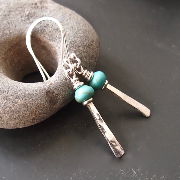 Sterling Silver and Turquoise Drop Earrings