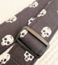 1.5 inch Wide Adjustable Ukulele Strap with Black and White Skulls - Image 2