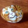 Pet portrait Ginger cat and kitten painted on rock