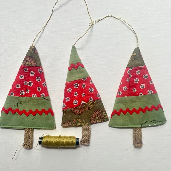 Trio of hanging Christmas tree decorations, 