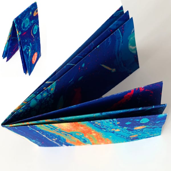 Marbled Book Mark Notelet with Imaginary Planets Inside