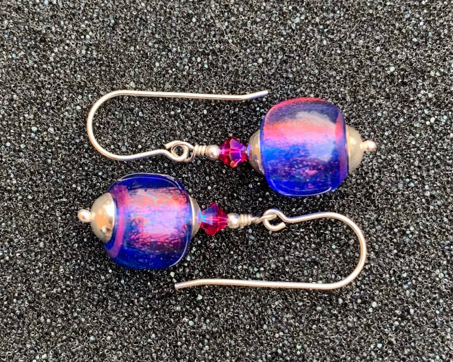 925 sterling silver - dichroic glass - swarovski crystal - by amanda rudkin