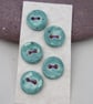 5 Small Round Eggshell Blue Ceramic Buttons - Image 2