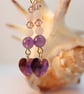 Swarovski Crystal Heart, Amethyst and Rose Quartz Earrings - Handmade In Devon. - Image 3