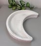 Natural and White Marbled Crescent Moon Trinket Tray - Celestial Jewellery Dish - Image 1