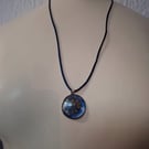Blue Inks Round  Hand Made Resin Crafted Pendant 