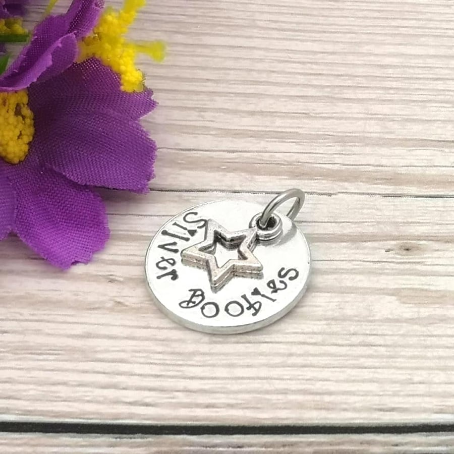 Silver Boobies Booby Award Charm - Add-on Charms For Keyrings And Necklaces