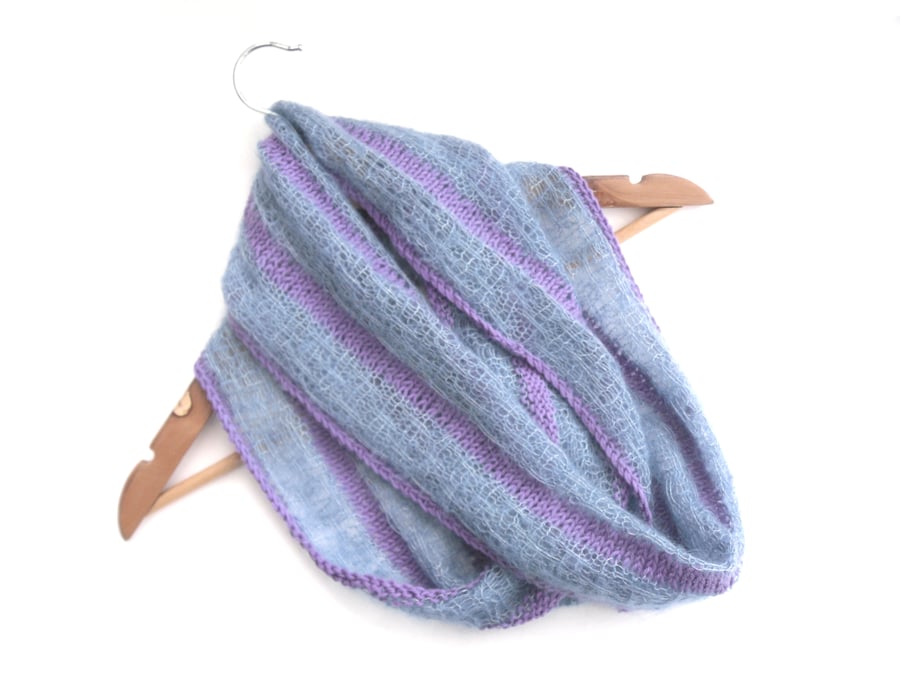 Striped cotton and mohair infinity scarf