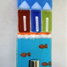 Handcrafted fused glass Beach Huts suncatcher Worry Poppet
