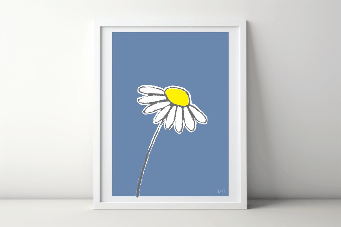 Daisy Blue A4 Art Print