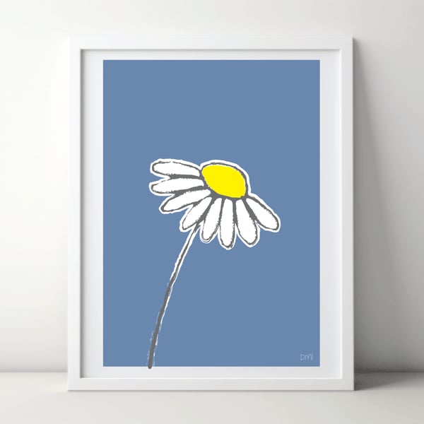 Daisy Blue A4 Art Print