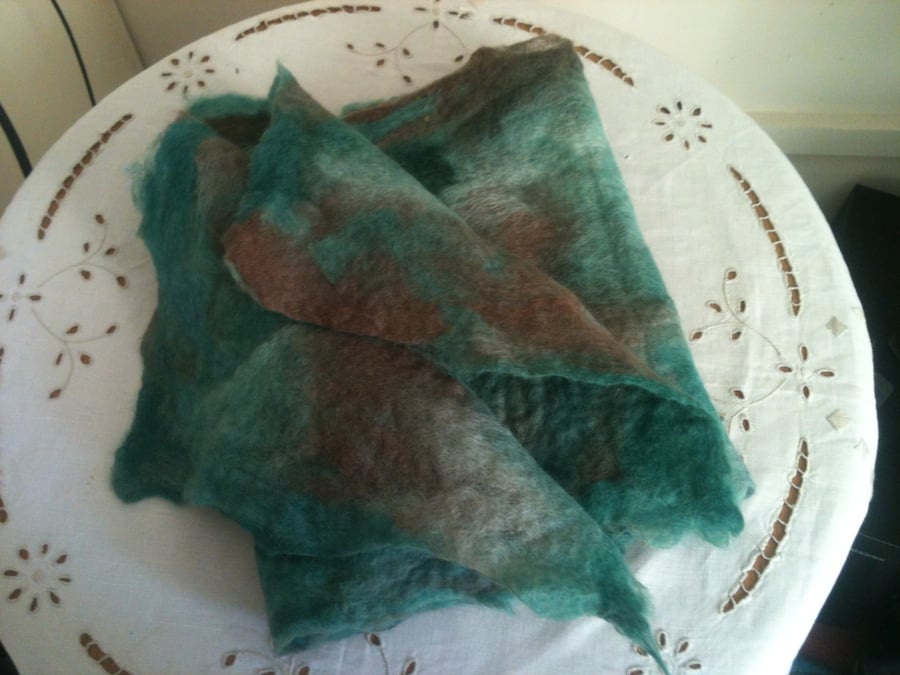 Wet felted scarf