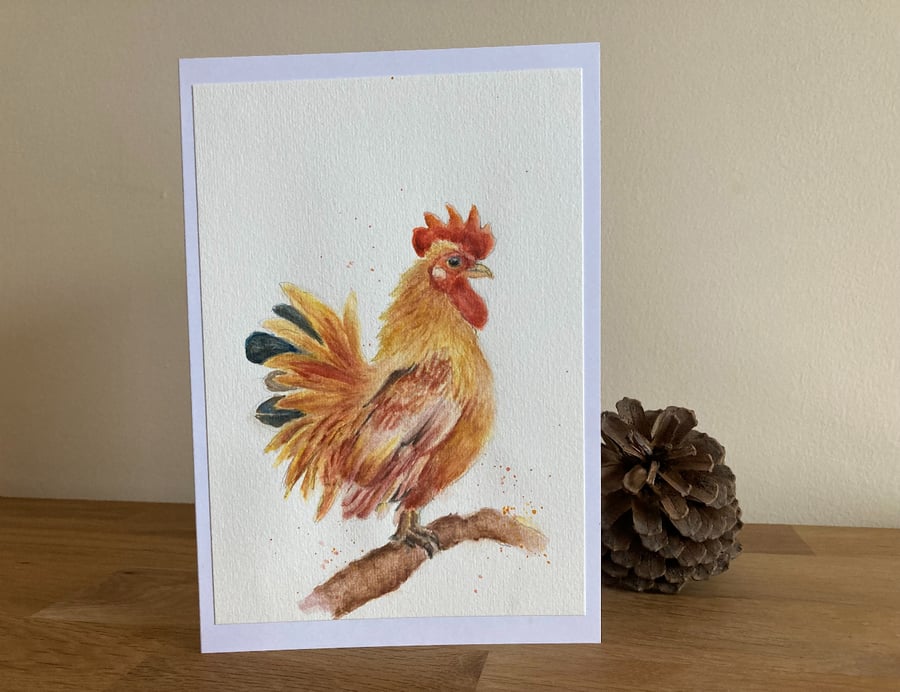 Chicken greetings card original watercolour painting.