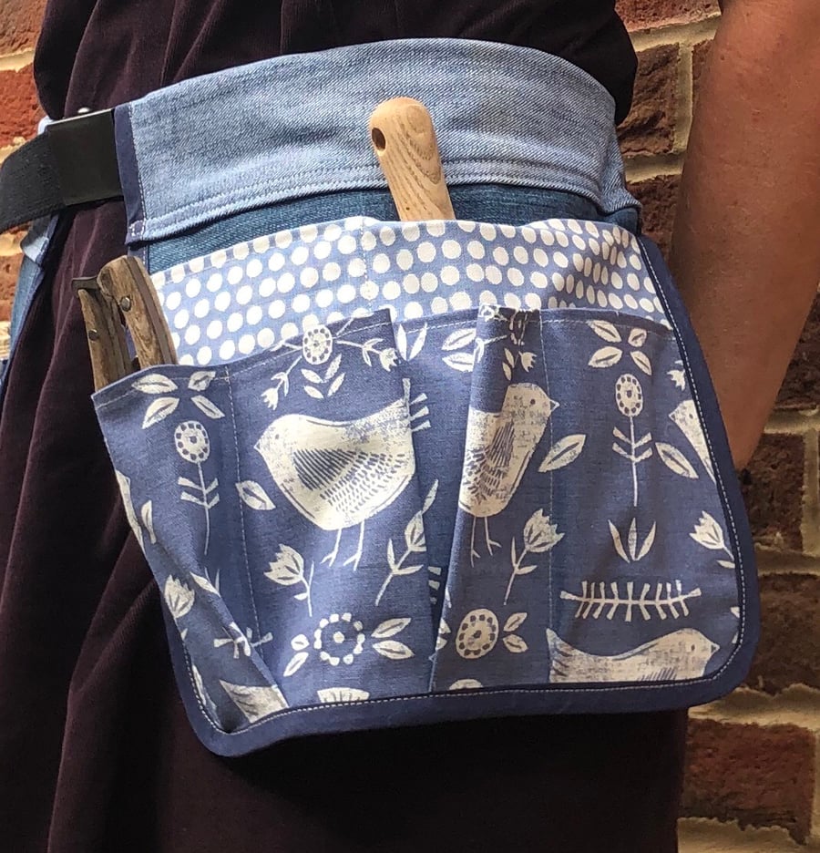 Scandi birds tool belt from reclaimed denim