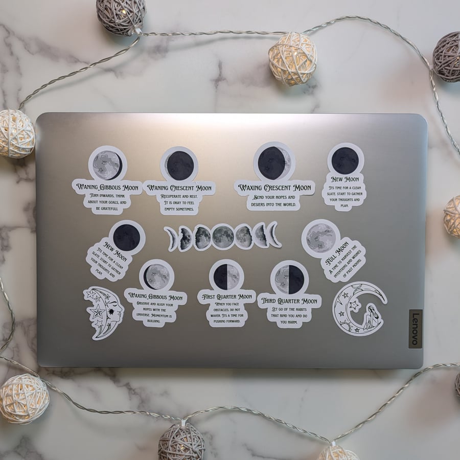 Moon Phase Sticker Pack - Vinyl Lunar Magic Stickers