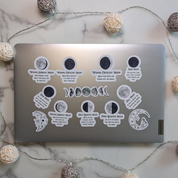 Moon Phase Sticker Pack - Vinyl Lunar Magic Stickers