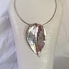 Real Hosta leaf preserved in silver pendant necklace