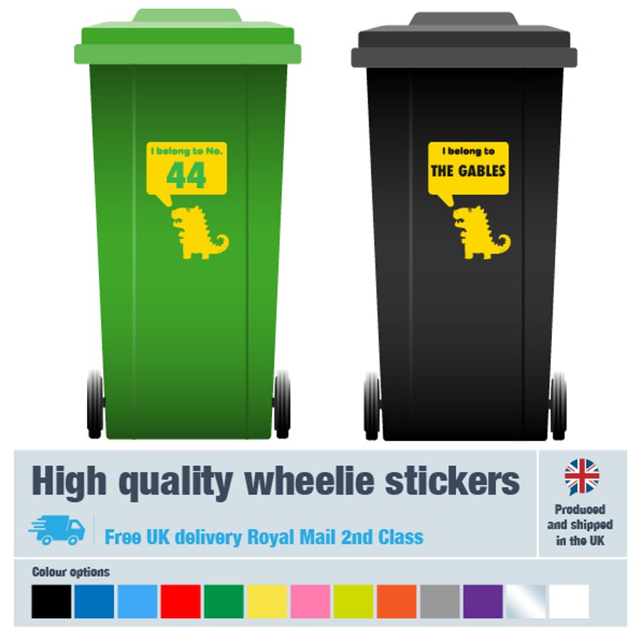 Wheelie bin stickers labels decals with house n... Folksy