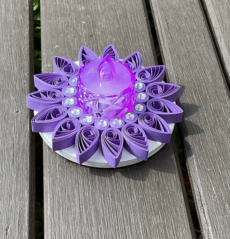 Purple Quilled Tea Light Holder