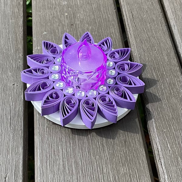 Purple Quilled Tea Light Holder