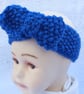 Hand knitted blue baby headband 