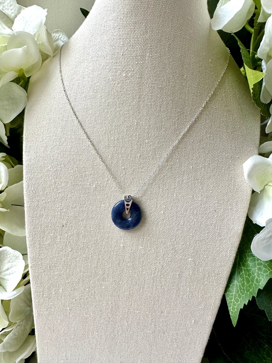 Sodalite Donut Pendant Necklace