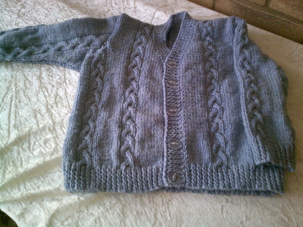 24 Inch Denim Blue V Neck Cardigan