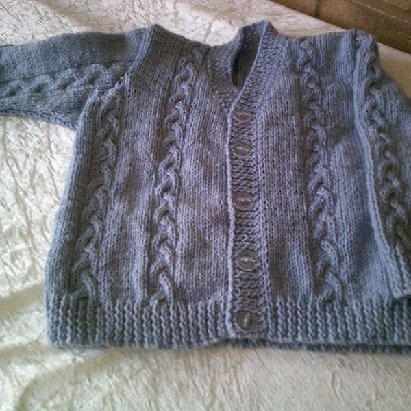 24 Inch Denim Blue V Neck Cardigan