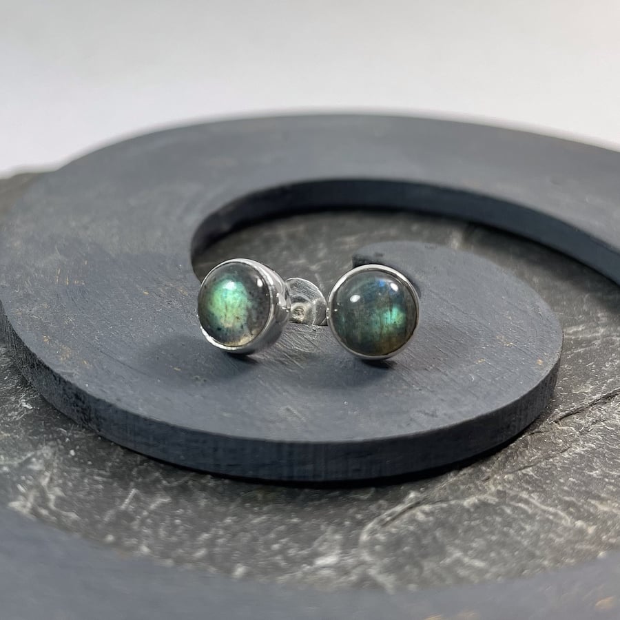      Labradorite stud earrings sterling silver , gemstone studs