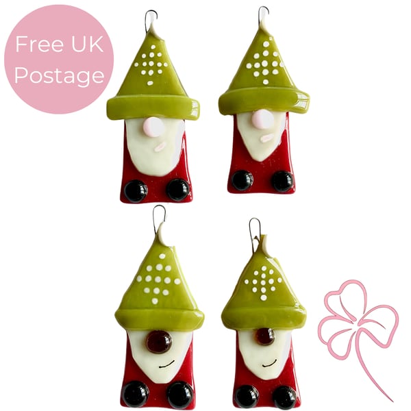 Glass Christmas Gnome Hanging Decoration - Seconds