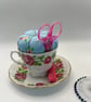 Vintage Royal Vale 'Roses' Teacup Pin Cushion & Complete Sewing Set (No.1) - Image 3