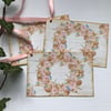 GIFT TAGS. Vintage-style , 'Watercolour Rose ' ( set of 3 diff. designs) 