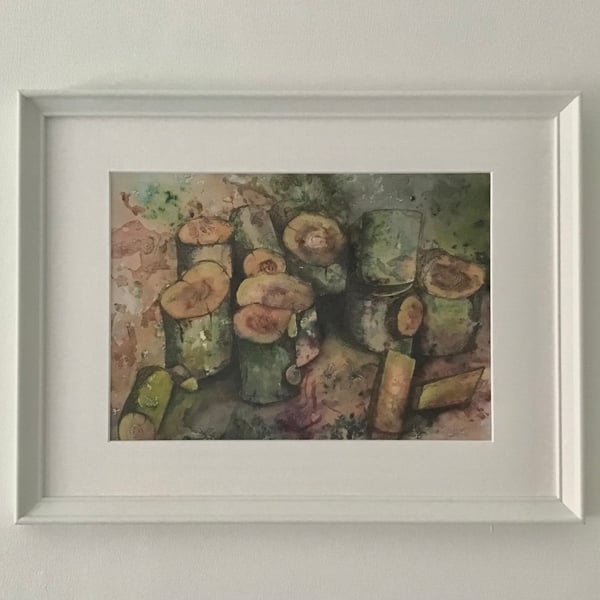 Log Pile - watercolour