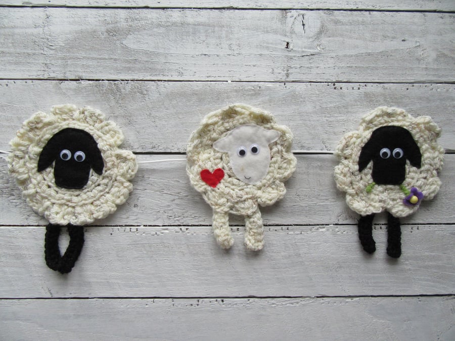 Crochet sheep garland