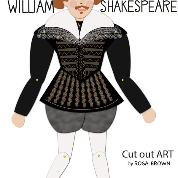 William Shakespeare Articulated  Paper Puppet