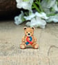 Congenital Heart Defect Awareness Bear Pin, Handmade Tiny Teddy CHD Support Gift