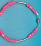 Hot pink thin paper beaded bracelet with magnetic clasp