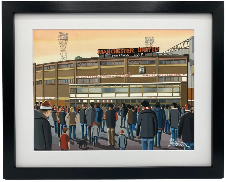 Manchester Utd F.C, Retro Old Trafford Stadium, Framed Football Art Print