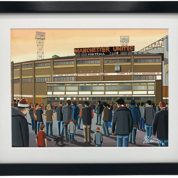 Manchester Utd F.C, Retro Old Trafford Stadium, Framed Football Art Print