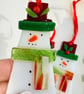 Traditional snowman Christmas decoration in fused glass