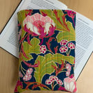 Bright Floral Print Quilted Fabric Book Sleeve - Hardback Size