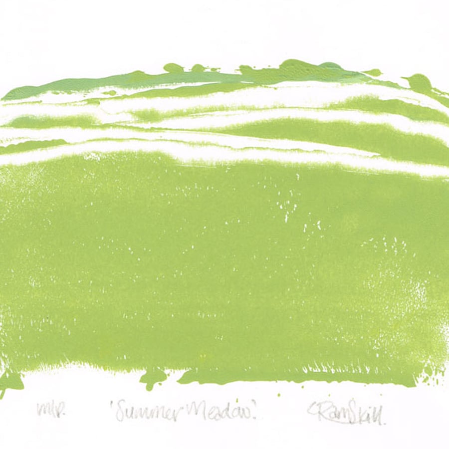 Abstract Art - Summer Meadow - Original OOAK Monoprint